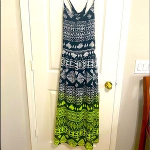 Fun, flirty black & green maxi dress w/spaghetti straps. Target/Mossimo